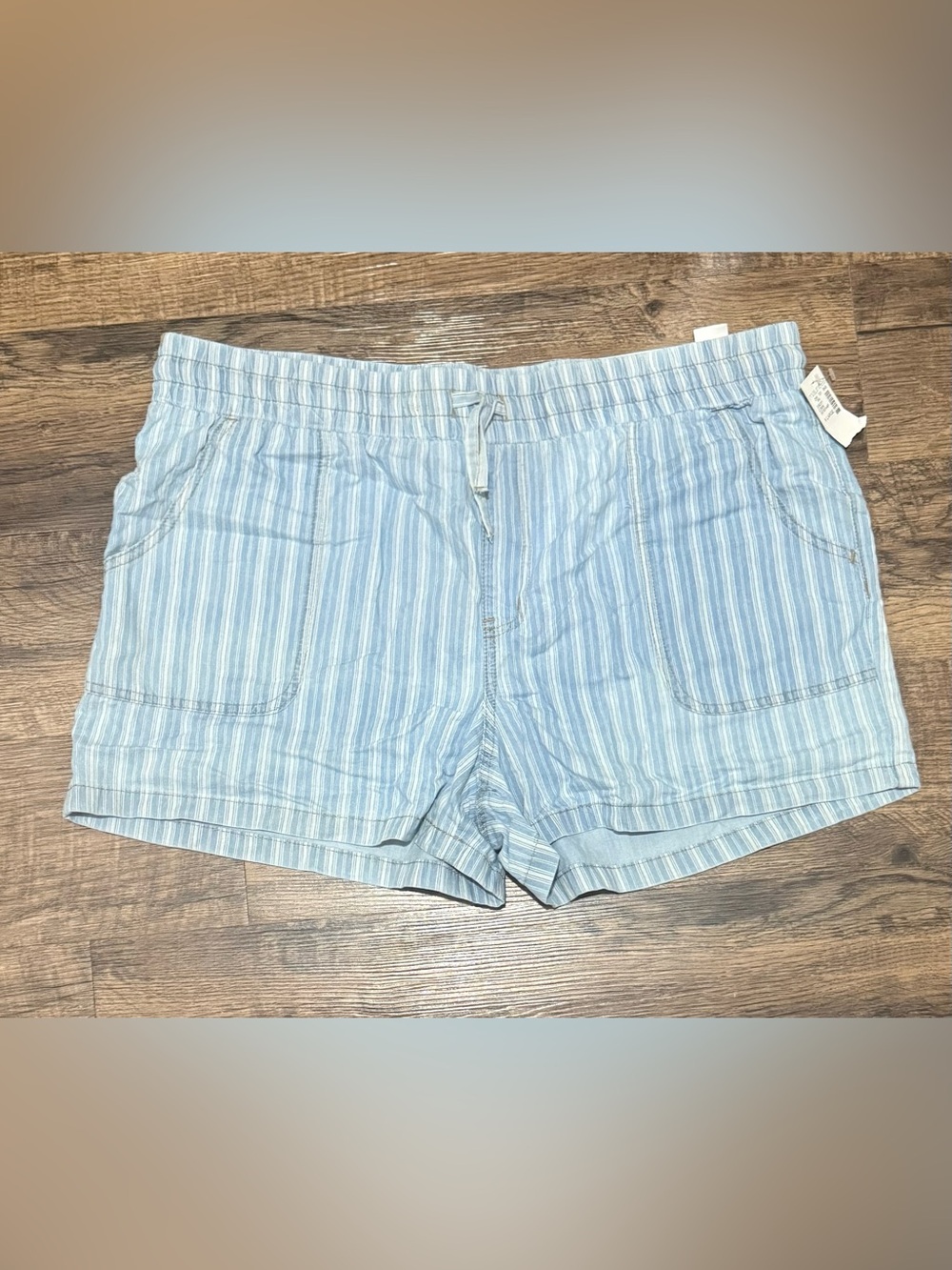 NWT.  M Jeans Light Blue Striped Women's Drawstring Shorts